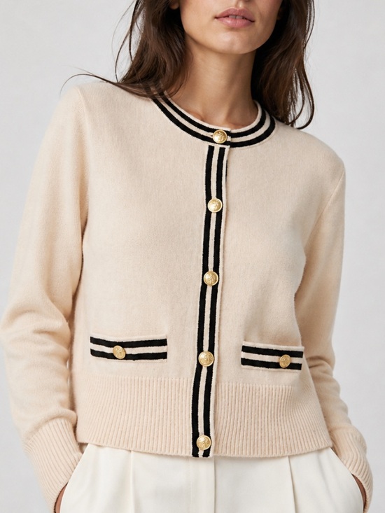 J. Crew Sweaters - J. Crew Cashmere Lady Sweater with Contrast Trim in Buttercream Black